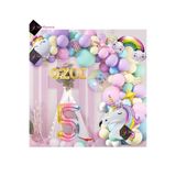 Bkmc 4 Harfli 5 Yaş Gökkuşağı Konsepti Unicorn Temalı Makaron Balon Doğum Günü Parti Kutlama Seti