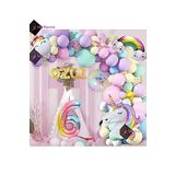 Bkmc 4 harfli 6 Yaş Gökkuşağı Konsepti Unicorn Temalı Makaron Balon Doğum Günü Parti Kutlama Seti bmcNM658
