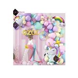 Bkmc 4 harfli 7 Yaş Gökkuşağı Konsepti Unicorn Temalı Makaron Balon Doğum Günü Parti Kutlama Seti bmcNM659