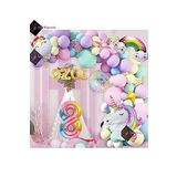 Bkmc 4 harfli 8 Yaş Gökkuşağı Konsepti Unicorn Temalı Makaron Balon Doğum Günü Parti Kutlama Seti bmcNM660