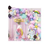 Bkmc 4 harfli 9 Yaş Gökkuşağı Konsepti Unicorn Temalı Makaron Balon Doğum Günü Parti Kutlama Seti bmcNM661