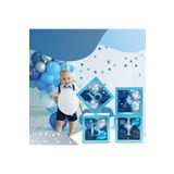 Bkmc 4 Kutu Baby Yazılı Şeffaf Kutu Harf Mavi 25 Cm Balon Hediyeli bmcNM680