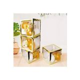 Bkmc 4 Kutu Şeffaf Kutu Baby Yazılı Harf Gold 25 Cm bmcNM737