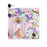 Bkmc 5 Harfli 4 Yaş Gökkuşağı Konsepti Unicorn Temalı Makaron Balon Doğum Günü Parti Kutlama Seti bmcNM609