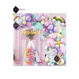 Bkmc 5 Harfli 5 Yaş Gökkuşağı Konsepti Unicorn Temalı Makaron Balon Doğum Günü Parti Kutlama Seti bmcNM610