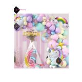 Bkmc 5 Harfli 6 Yaş Gökkuşağı Konsepti Unicorn Temalı Makaron Balon Doğum Günü Parti Kutlama Seti bmcNM608