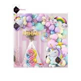 Bkmc 5 Harfli 8 Yaş Gökkuşağı Konsepti Unicorn Temalı Makaron Balon Doğum Günü Parti Kutlama Seti bmcNM607