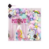 Bkmc 5 Harfli 8 Yaş Gökkuşağı Konsepti Unicorn Temalı Makaron Balon Doğum Günü Parti Kutlama Seti bmcNM791