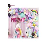 Bkmc 5 Harfli 9 Yaş Gökkuşağı Konsepti Unicorn Temalı Makaron Balon Doğum Günü Parti Kutlama Seti bmcNM792