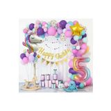 Bkmc 5 Yaş Unicorn Lüks Makoron Renkler Balon Zincir Doğum Günü Parti Seti Süsü