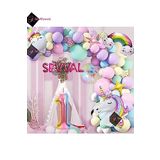 Bkmc 6 Harfli 1 Yaş Gökkuşağı Konsepti Unicorn Temalı Makaron Balon Doğum Günü Parti Kutlama Seti bmcNM793