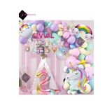 Bkmc 6 Harfli 2 Yaş Karakterli Unicorn Temalı İyi Ki Doğdun Makaron Balon Doğum Günü Parti Kutlama Seti bmcNM937
