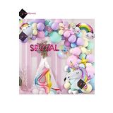 Bkmc 6 Harfli 4 Yaş Gökkuşağı Konsepti Unicorn Temalı Makaron Balon Doğum Günü Parti Kutlama Seti bmcNM796