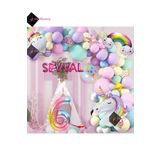 Bkmc 6 Harfli 6 Yaş Gökkuşağı Konsepti Unicorn Temalı Makaron Balon Doğum Günü Parti Kutlama Seti bmcNM798