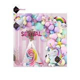 Bkmc 6 Harfli 9 Yaş Gökkuşağı Konsepti Unicorn Temalı Makaron Balon Doğum Günü Parti Kutlama Seti bmcNM801
