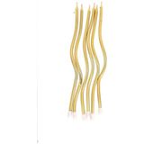 Bkmc 6 Lı Kıvrımlı Gold Mum 16 cm Pasta Mumu Spiral Kıvrık Mum