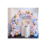 Bkmc 80 Balonlu Makaron Beyaz Pembe Mavi Altın Balon Kemer Kiti bmcNM252