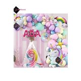 Bkmc 9 Yaş ve 3 harfli Gökkuşağı Konsepti Unicorn Temalı Makaron Balon Doğum Günü Parti Kutlama Seti bmcNM740