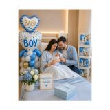 Bkmc Baby Boy Hastane Odası Süsleme Seti | Erkek Bebek Hastane Karşılama Dekorasyon Seti | 4'lü BABY Kutu + Balon Zinciri Ve Balon Bandı + Folyo Balon | Premium Tam Set