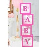 Bkmc Baby Yazılı Şeffaf Pembe Kutu Balon Seti, Baby Balon Kutusu Bebek Çocuk Doğum Günü bmcNM859