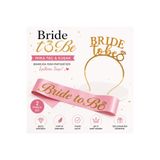 Bkmc Bride To Be Taç ve Pembe Kuşak Seti - Bekarlığa Veda Gelin Aksesuarı - Bridal Shower Parti Seti