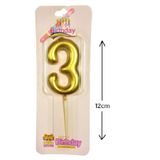 Bkmc Büyük Boy 3 Rakam Gold Mum 12Cm