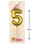 Bkmc Büyük Boy 5 Rakam Gold Mum 12Cm
