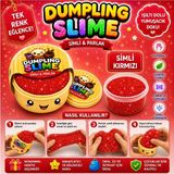 Bkmc Çin Mantısı Şeklinde Dumpling Slime Simli Oyun Hamuru Tekli | Glitter Slime | Esnek Yumuşak Doku | Kapaklı Kutu | 6 Renk Seçeneği - Kırmızı