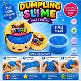 Bkmc Çin Mantısı Şeklinde Dumpling Slime Simli Oyun Hamuru Tekli | Glitter Slime | Esnek Yumuşak Doku | Kapaklı Kutu | 6 Renk Seçeneği - Mavi