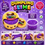 Bkmc Çin Mantısı Şeklinde Dumpling Slime Simli Oyun Hamuru Tekli | Glitter Slime | Esnek Yumuşak Doku | Kapaklı Kutu | 6 Renk Seçeneği - Mor