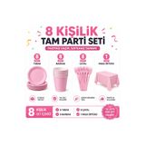 Bkmc Doğum Günü Parti Seti | 8 ve 16 Kişilik | Tabak Bardak Çatal + Masa Örtüsü | Tam Parti Sofra Seti | 25 / 49 Parça Tam Parti Sofra Seti