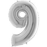 Bkmc Folyo Rakam Balon ''9'' Rakamı Gümüş Renk 40 Inç 100 cm bmcNM119