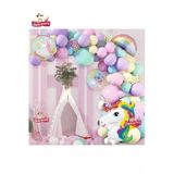 Bkmc Gökkuşağı Konsepti Unicorn Temalı Makaron Balon Doğum Günü Parti Kutlama Seti