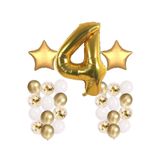 Bkmc Gold Konsept Doğum Günü Kutlama Seti; Beyaz Gold Konfetili Balon, Rakam Yıldız Folyo 4 bmcNM1069
