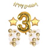 Bkmc Gold Konsept Doğum Günü Kutlama Seti; Beyaz Gold Konfetili Balon, Rakam Yıldız Folyo Ve Banner 3 bmcNM1099