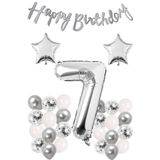 Bkmc Gümüş Konsept Doğum Günü Kutlama Seti Beyaz Gümüş Konfetili Balon Rakam Yıldız Folyo Ve Banner 7 bmcNM1054
