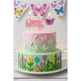 Bkmc Happy Birthday Kelebek 2 Parça Doğum Günü Parti Seti Süsü Mumu - Pembe