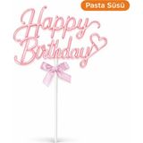 Bkmc Happy Birthday Pasta Süsü Pleksi – Iyi Ki Doğdun Pasta Üstü Yazı - Pembe