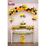 Bkmc Inşaat Temalı Yaş Doğum Günü Süsleme Seti Iş Makinesi Folyo Balon Balon Zinciri Parti Dekoru Süsü - Sarı - 2 YAŞ