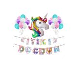 Bkmc Karakter Unicorn Uzar Yazılı Doğum Günü Süsü Unicorn Balon Doğum Günü Parti Seti bmcNM326