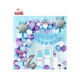 Bkmc KIZ ÇOCUKLARI İÇİN LÜKS 4 YAŞ FROZEN ELSA TEMALI KAR TANESİ FOLYOLU DOĞUM GÜNÜ PARTİ SETİ SÜSÜ