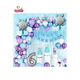 Bkmc KIZ ÇOCUKLARI İÇİN LÜKS 6 YAŞ FROZEN ELSA TEMALI KAR TANESİ FOLYOLU DOĞUM GÜNÜ PARTİ SETİ SÜSÜ