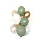 Bkmc Küf Yeşilli Balon Demeti Krom Altın 3 Küf Yeşili + 3 Beyaz + 2 metalik Altın + 2 Şeffaf Balon KÜFYEŞİLİ bmcNM129
