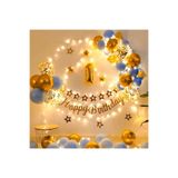 Bkmc Led Işıklı Gold Mavi Balon Kemer Kiti Doğum Günü PArti Seti Süsü