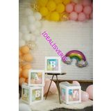 Bkmc Lüks 33 Parça Baby Yazılı Şeffaf Beyaz Kutu Balon Set, Baby Balon Kutusu Bebek Çocuk Doğum Günü Süsü bmcNM639