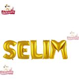 Bkmc Party 5 Harfli Kişiye Özel Isim Folyo Balonu Doğum Günü Folyo Balon Set 36CM Isim Balon - Gold