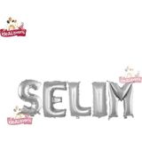 Bkmc Party 5 Harfli Kişiye Özel Isim Folyo Balonu Doğum Günü Folyo Balon Set 36CM Isim Balon - Gümüş