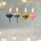 Bkmc Party Doğum Günü Mumlar 4 Lü Çubuklu Love Kalp Mum Aşk Şekilli Mumlar - Renkli