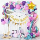 Bkmc Party Kız Çocukları Için Unicorn Lüks Makoron Renkler Balon Zincir Doğum Günü Parti Seti Süsü - Renkli