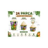 BKMC PARTY Safari Parti Seti 24 Parça – 8 Cupcake Kalıbı, 8 Safari Kürdan Süsü, 8 Popcorn (Mısır) Kutusu | Doğum Günü Süsleri